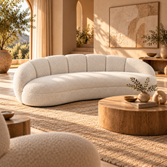 Modern Curved 3-Seater Fabric Sofa