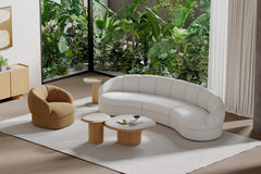 Modern Curved 3-Seater Fabric Sofa