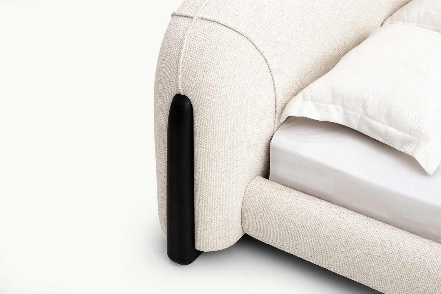 Sturdy black legs and padded base edge of Chirs Bed, designed for easy assembly and stable support in Apartment-Sized Bed for Modern Living at Adwin setups