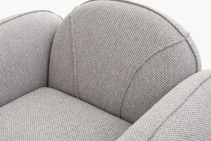 Chirs Sofa compact sofa from side-back, curved boucle 1-seater with pillow