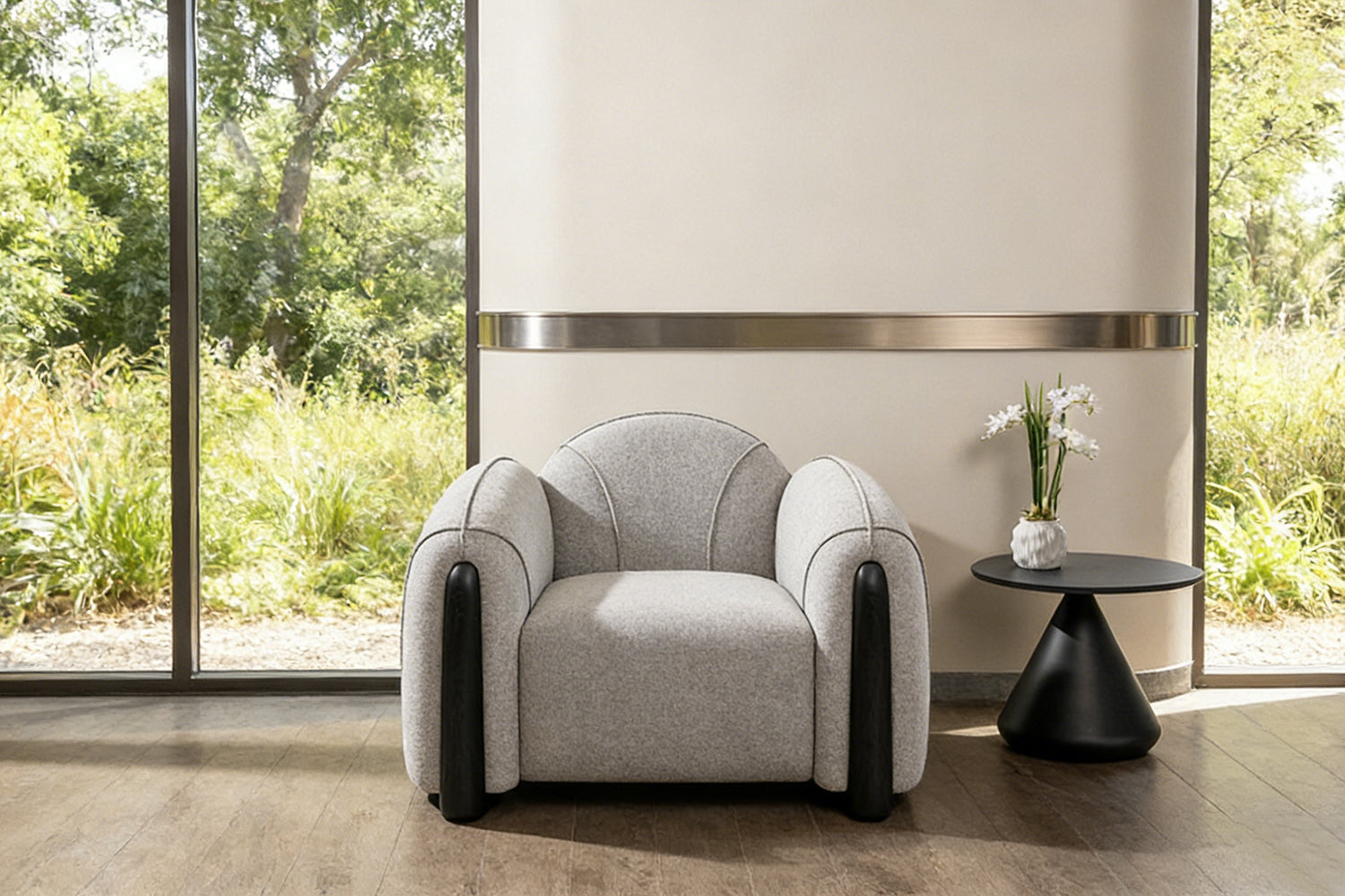 Chirs Sofa small apartment sofa 1-seater, boucle armchair in modern neutral living room