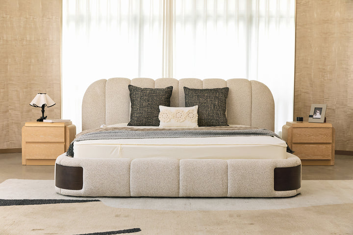 Chloe Bed as an elegant bedroom bed featuring sophisticated curved headboard design, plush boucle upholstery, and balanced proportions for timeless sophistication