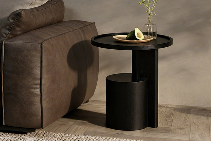 Oscar Side Table offers sturdy side table reliability with solid black construction, dual-level design, and balanced proportions for everyday stability