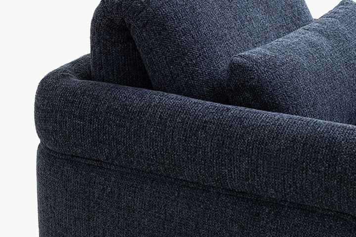 Top-down view of the navy Fabric Leisure Chair, illustrating its compact yet inviting form ideal for small spaces or cozy reading nooks