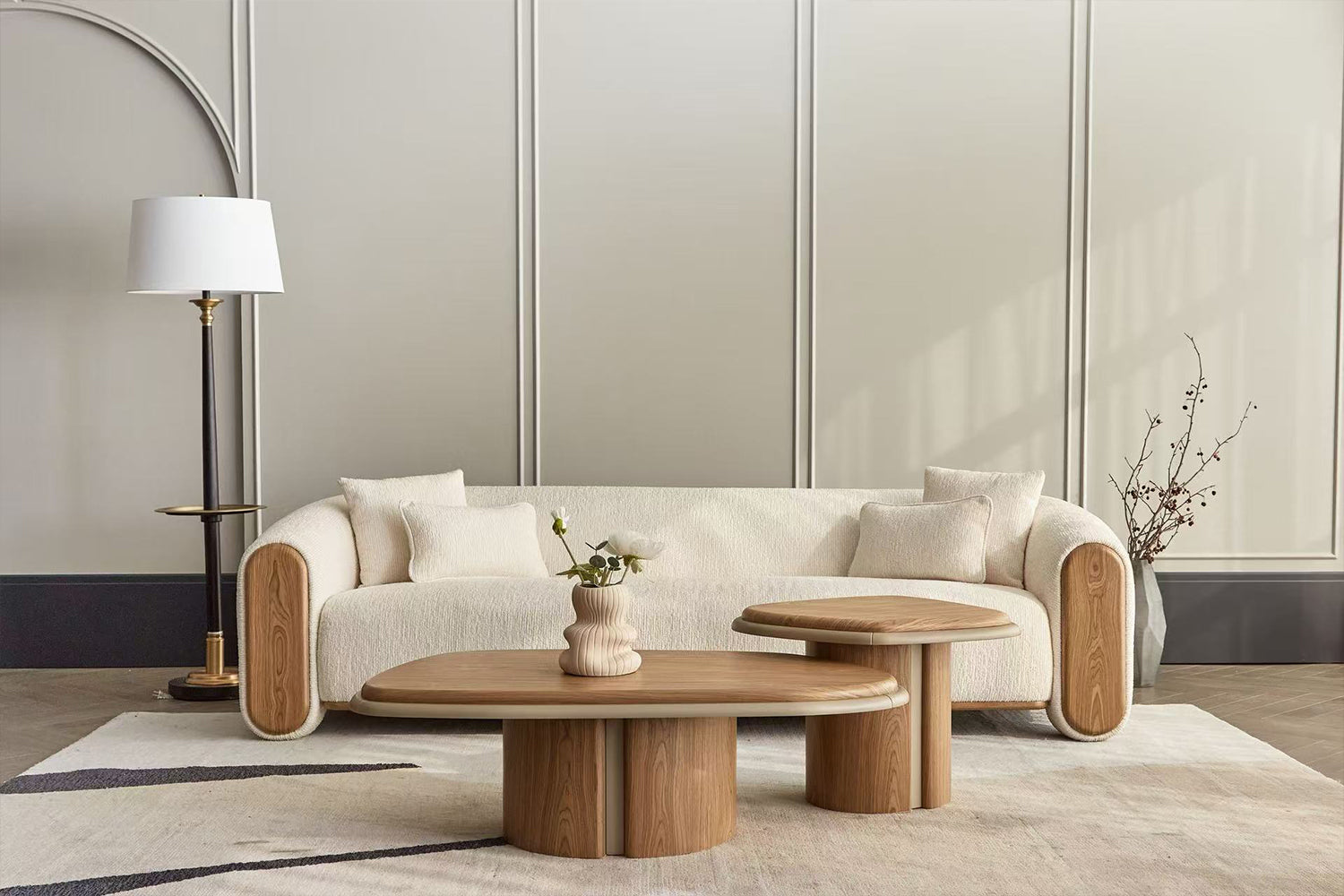 Family-friendly Ruth sofa as living room seating furniture in neutral modern space with table